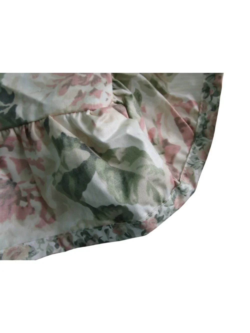 Chintz Floral Ruffled Pillow Sham Standard  Vintage Cottagecore Style Cotton Ble